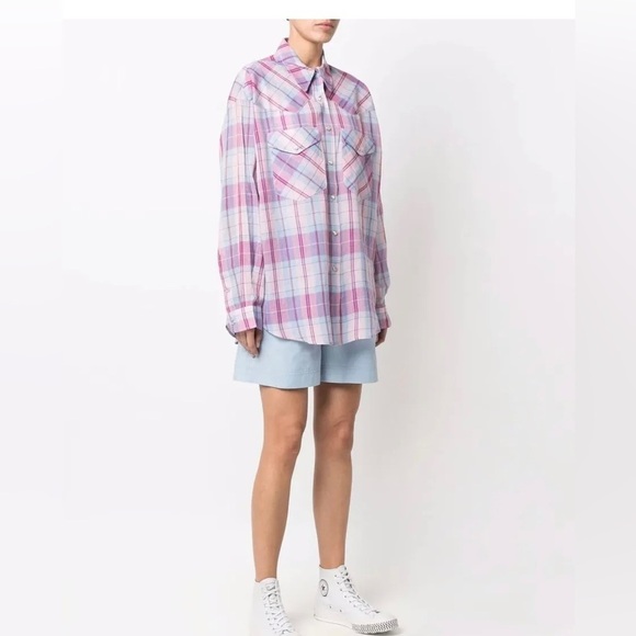Isabel Marant Etoile Bethany Pink Cotton Shirt Blouse Tunic Top 40/ US‎ L - Picture 3 of 9